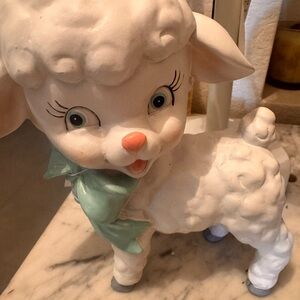 Vintage look Lamb Figurine with Mint Bow